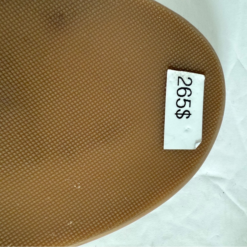 Tan Taupe Low Block Heel Leather Sandals Flats Women Size EU 37 - Picture 11 of 12